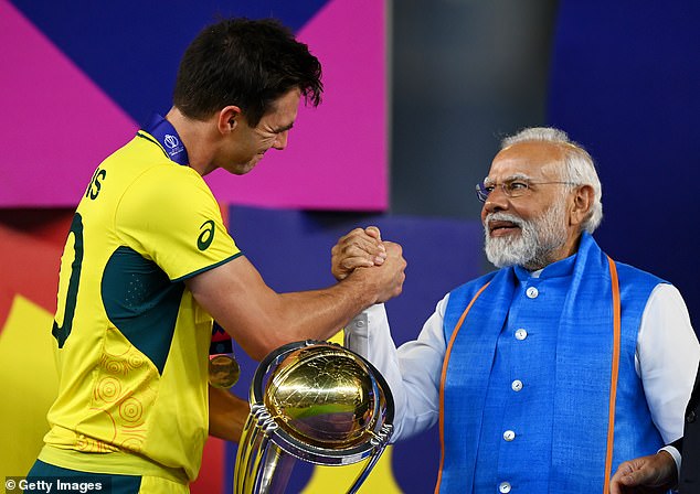 Indian Prime Minister Narendra Modi presented the silverware to Cummins at the Ahmedabad stadium that bears his name – but the ceremony took a very embarrassing turn when he and Australian Deputy Prime Minister Richard Marles left the stage.