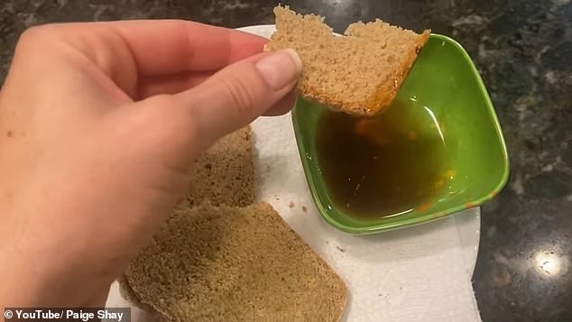 Paige then ends the day with some slices of millet bread and maple syrup