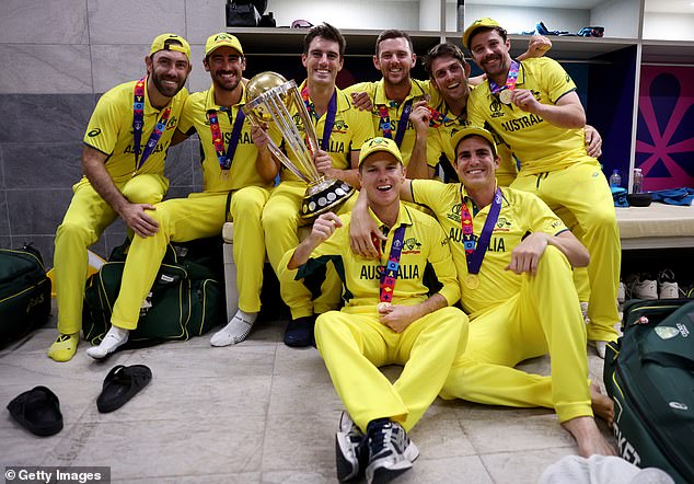 Pat Cummins (trophy in hand) and his teammates achieved one of the biggest wins of their careers without a single alcoholic drink in sight