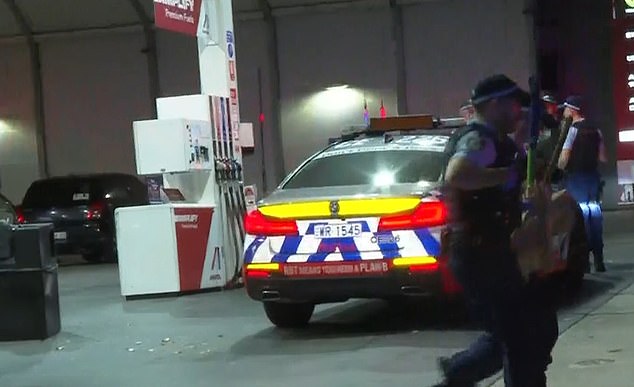 Police remained at the Ampol gas station until 5 a.m. on Thursday morning