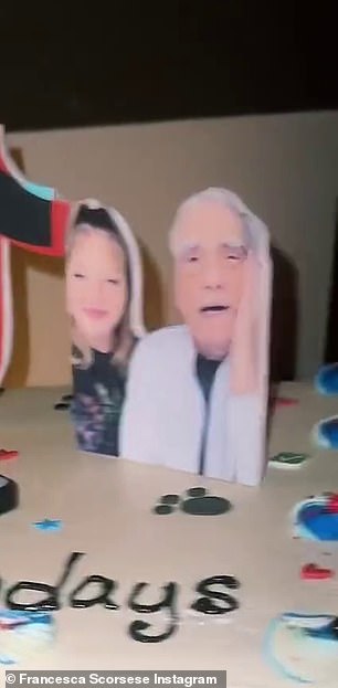 The father and daughter, who celebrate birthdays on consecutive days, were featured in a cutout on the cake