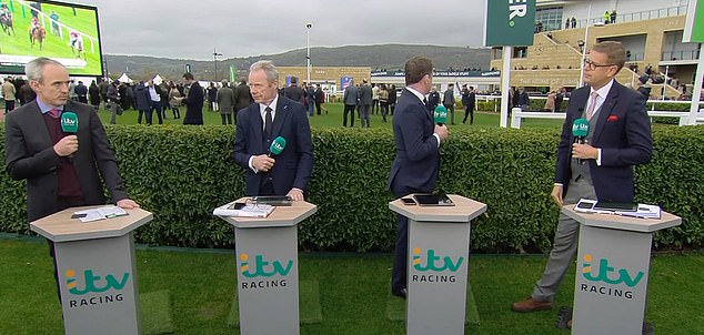 Ruby Walsh (left) intervened for McCoy after noticing he was visibly upset, with the legendary jockey briefly turning away as he tried to regain his composure