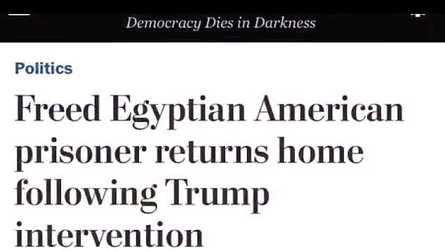 A Washington Post headline celebrating her return to the US