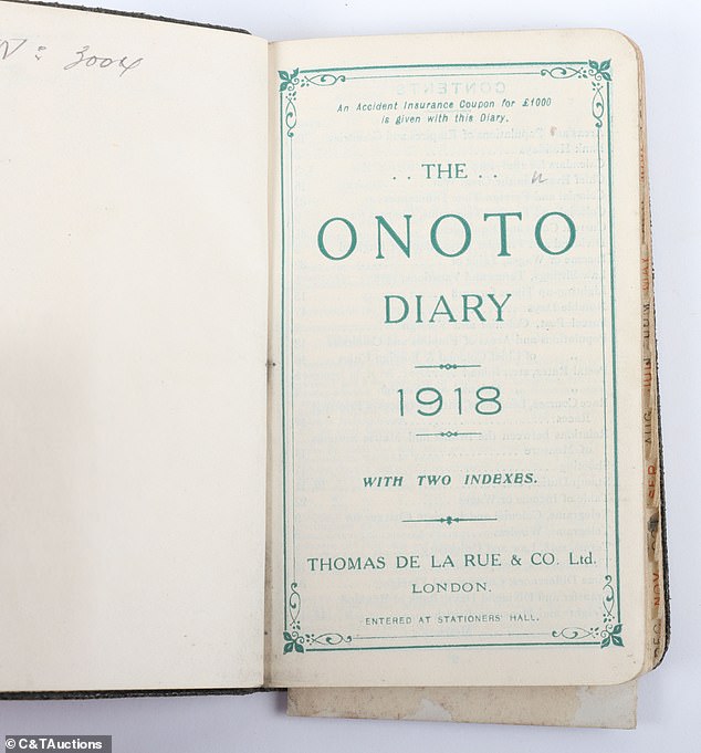 The diary was discovered after 105 years by a secret source.  His diary was meticulously completed from 1914 to 1918