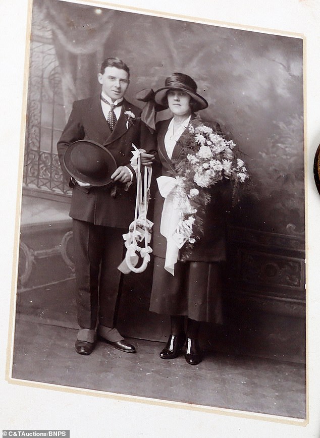 Timothy Elliott pictured with his wife.  After a spell in a military hospital, he returned to the front line, but his morale was affected