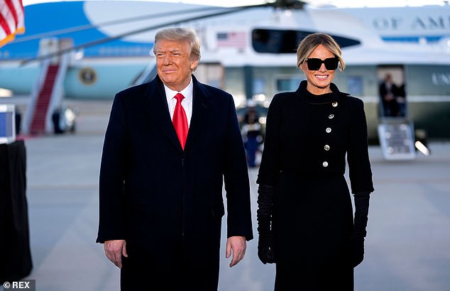 Former President Donald Trump (left) and former first lady Melania Trump (right) leave the White House on President Joe Biden's Inauguration Day in 2021. At the time, he was 74. He would be 82 if re-elected in 2024.