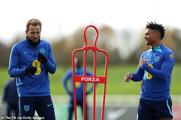 England captain Harry Kane (left) has been rested this evening while Aston Villa striker Ollie Watkins (right) starts up front