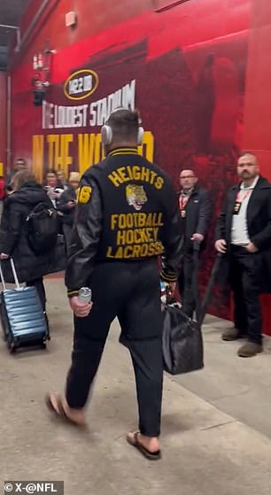 His varsity jacket showed his high school football, field hockey and lacrosse play