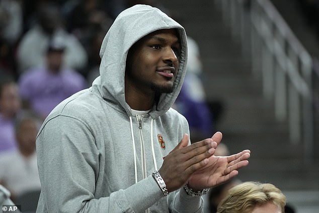 Bronny has cheered on his team from the bench in every game this year