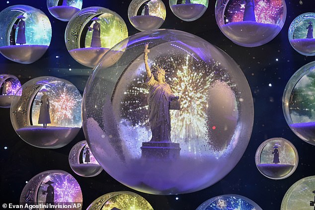 Liberty: The Statue of Liberty was featured in one of the windows, which will remain until January 5