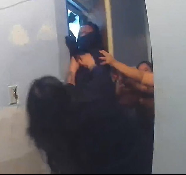 Shocking footage of the attack was widely shared online, showing the hammer-wielding brute smashing his way into the apartment during the brutal attack.