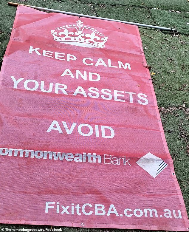 Dr.  McKinnon has spent the past two years warning others of her ongoing plight.  Pictured is signage outside her home in Brisbane