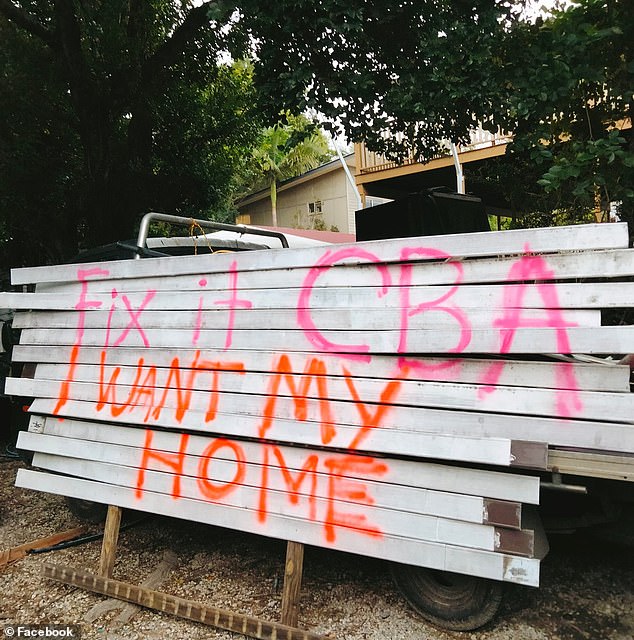 Dr.  McKinnon has not given up her legal battle despite the threat of possible eviction (photo: a sign outside her 'dream home')