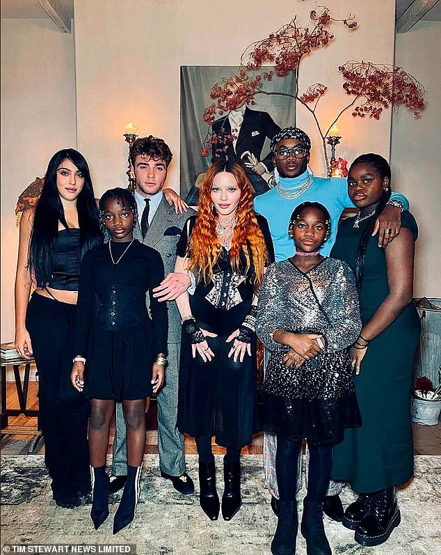 Madonna's brood: (L-R) Lourdes, Stella, Rocco, David, Estere and Mercy