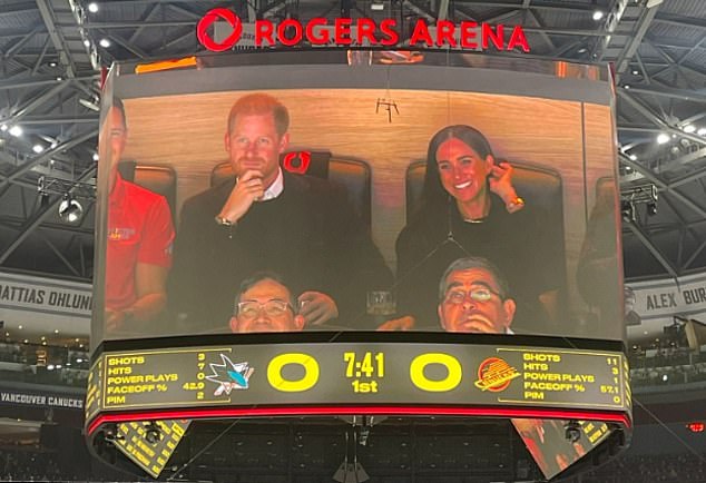 The Duke and Duchess appeared on the jumbotron at Rogers Arena last night when the match was tied 0-0