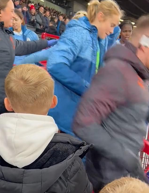 In a video shared on social media, City's stars walked past fans to get onto the pitch at full-time