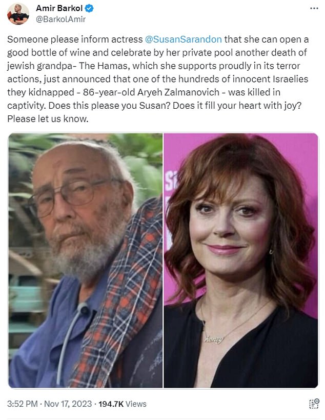 1700577060 176 Susan Sarandon eviscerated after saying frightened Jews are getting a