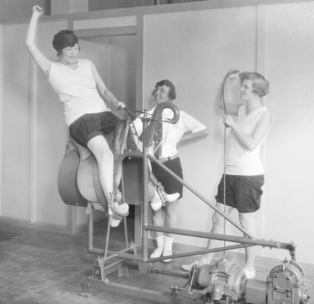 A bucking bronco machine from the 1920s