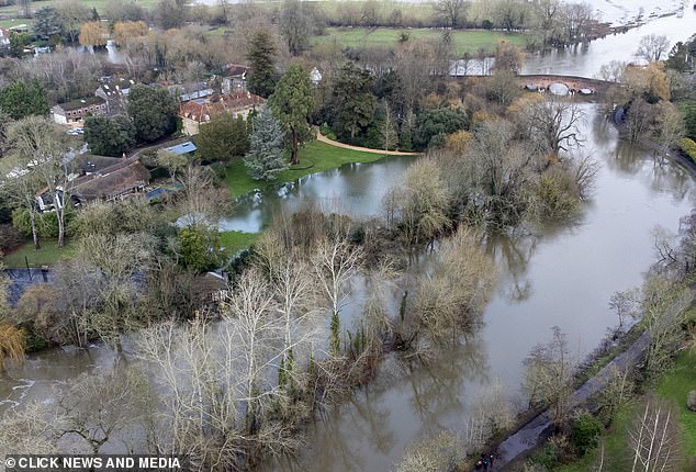 JANUARY 17: Flooding affected a number of areas around the Clooneys' home, as seen in aerial photographs of the surrounding countryside