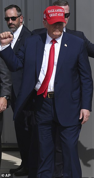 Donald Trump leaves South Texas International Airport after serving a meal to troops and law enforcement officers at the border on November 19