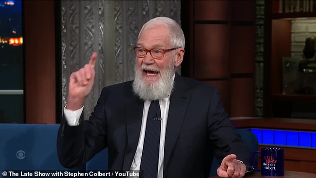 Good relations: Letterman put to bed rumors that there was tension between himself and Colbert when he immediately congratulated him and his team