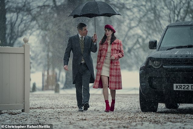 Drama: In another image, Kaya walks next to a man in the rain