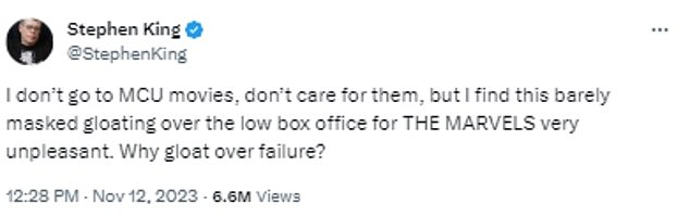 Legendary horror author Stephen King stepped in to defend Vellani and her co-stars, despite not being a fan of Marvel films