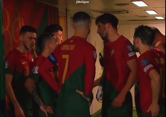 The Portuguese duo listened to the conversation during half-time of their 2-0 win over Iceland