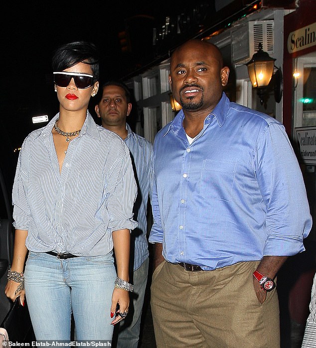 In 1999, record producer Steve Stoute (above, right with Rihanna) filed criminal charges alleging that Combs and his bodyguards beat him up over a music video, using a chair, a telephone and a champagne bottle.  Combs eventually paid Stoute $500,000, pleaded guilty to harassment and was sentenced to one day of anger management.