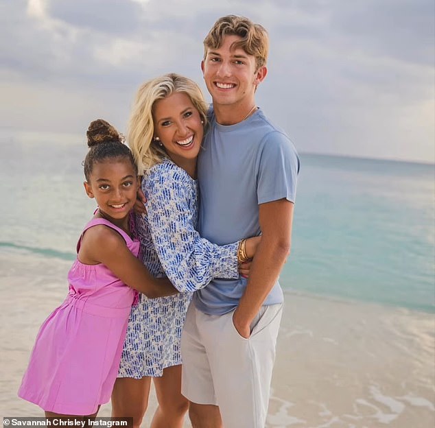 Savannah with her younger brother, 17-year-old Grayson, and 10-year-old niece Chloe, who was adopted by her parents, Todd and Julie, in 2016