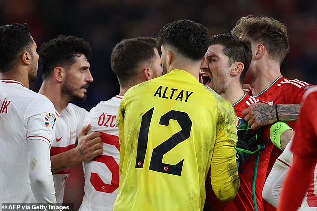 Tense scenes greeted the end of the match after a hard-fought encounter in the Welsh capital