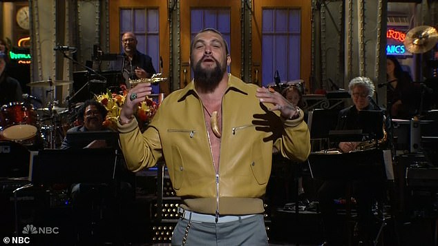 He's back!  Momoa hosted the latest episode of Saturday Night Live, five years after he made his hosting debut