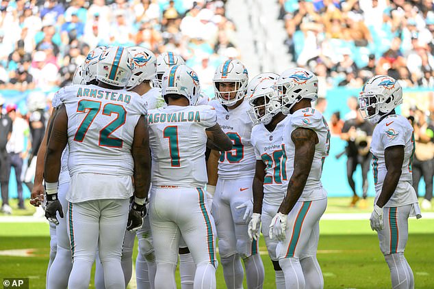 The Miami Dolphins - seen during a game vs.  the Las Vegas Raiders – are 7-3 this season