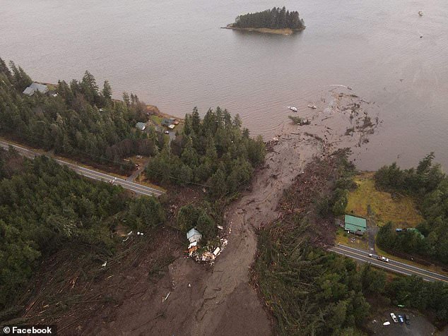 The 450-foot-wide landslide came after a severe storm hit the area last weekend, dumping more than two inches of rain around Wrangell in 24 hours.