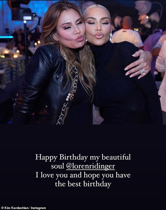 Heartfelt: Kim Kardashian gave Loren a birthday shoutout and called her a 'beautiful soul'