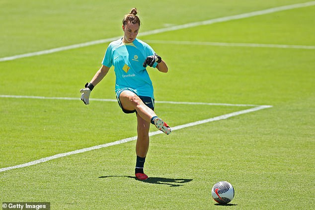 Arnold (pictured at a Matildas training) said seeing Cleary in the stands when the team played in Perth really highlighted how far they had come thanks to the World Cup