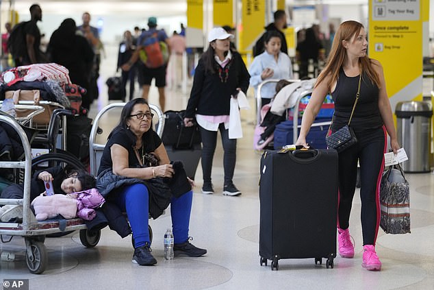 Air marshals were largely limited to 'Quiet Skies missions' amid the shortage (Photo: Passengers wait to check in at Fort Lauderdale-Hollywood International Airport)