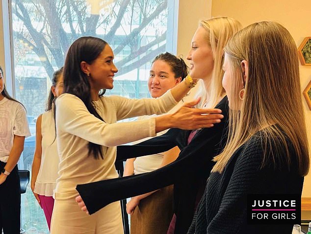 The Duchess of Susse x, 42, visited the Justice for Girls group to discuss 'girls' and young women's leadership and have a 'heartfelt conversation' about 'justice and equality for teenage girls living in poverty in Canada