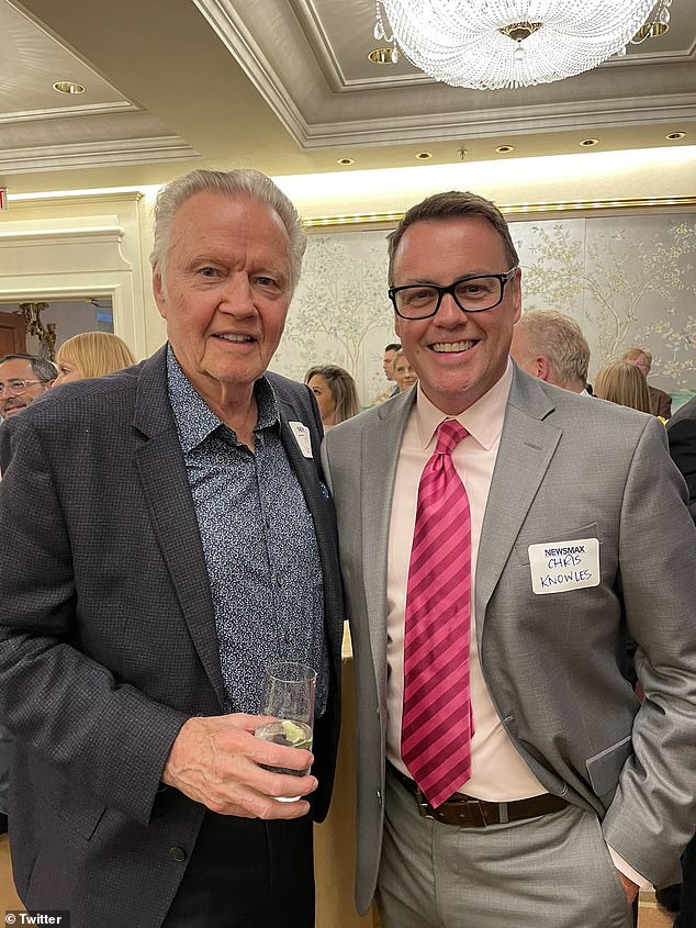 Newsmax vice president of programming pictured with actor Jon Voight