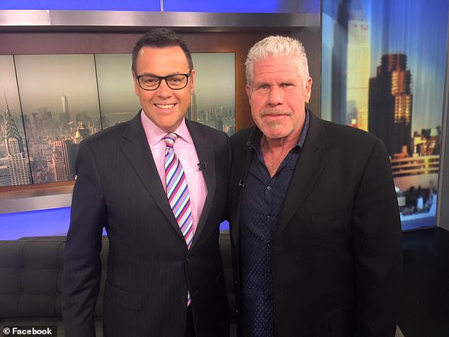 Knowles pictured with actor Ron Perlman on set in 2015