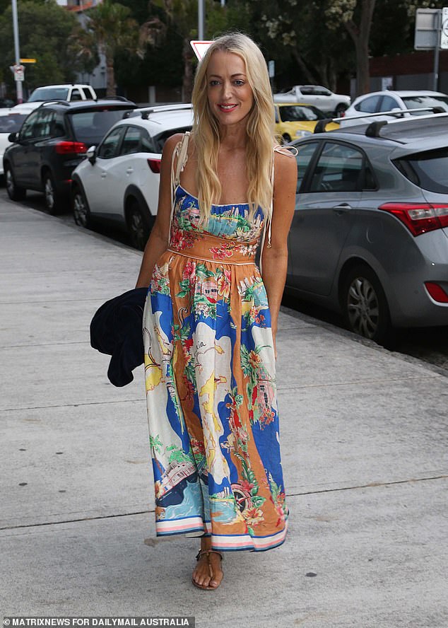 Hours later, Jackie beamed as she stepped out into Bondi wearing a graphic dress for dinner with a colleague