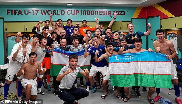 Uzbekistan celebrated the historic victory but will be without a manager for their next match