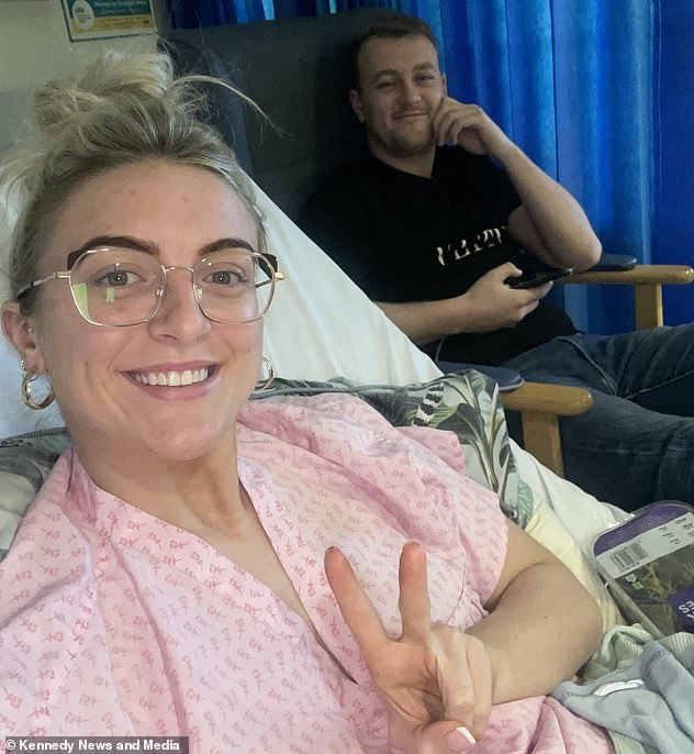 The 22-year-old was enjoying cocktails with friends and her boyfriend Callum Murphy, 28, when she felt a noticeable pain in her right breast
