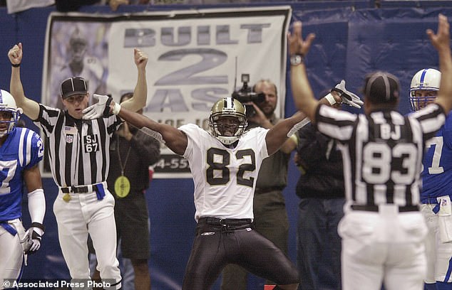 Williams celebrates after scoring a touchdown for the New Orleans Saints in October 2001