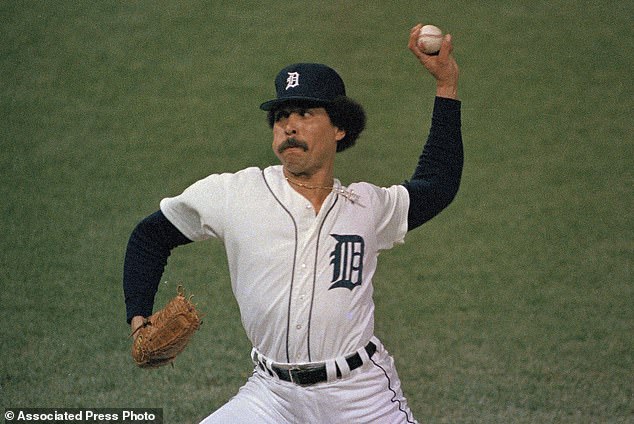Hernandez on the mound during Game 5 of the World Series against the Padres in 1984