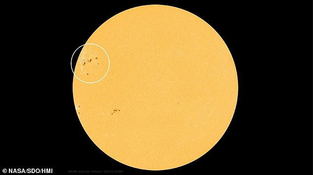 Although they look small in the images, the 'archipelago' of sunspots together is actually wider than fifteen Earths – about 200,000 kilometers in diameter