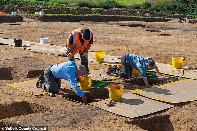 Volunteers from the Community Archeology Project have worked to uncover the distinctive foundations of a temple in the royal complex at Rendlesham