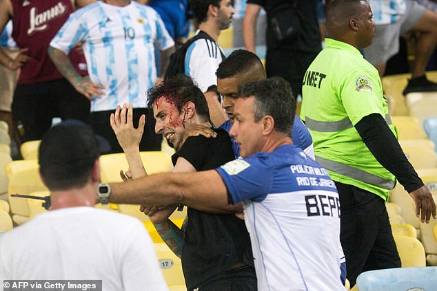 Supporters of Argentina were left bloodied by raised police batons, who seemed to do little to defuse any conflict