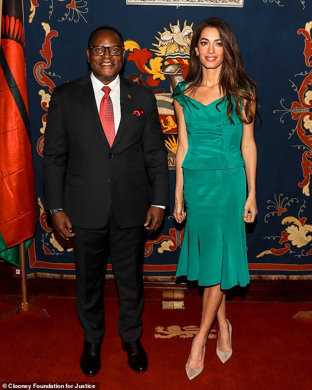 Trip: Amal also met with the President of Malawi, Lazarus Chakwera