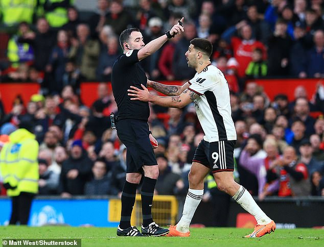 Ex-Fulham star Aleksandar Mitrovic was sent off in March for pushing referee Chris Kavanagh